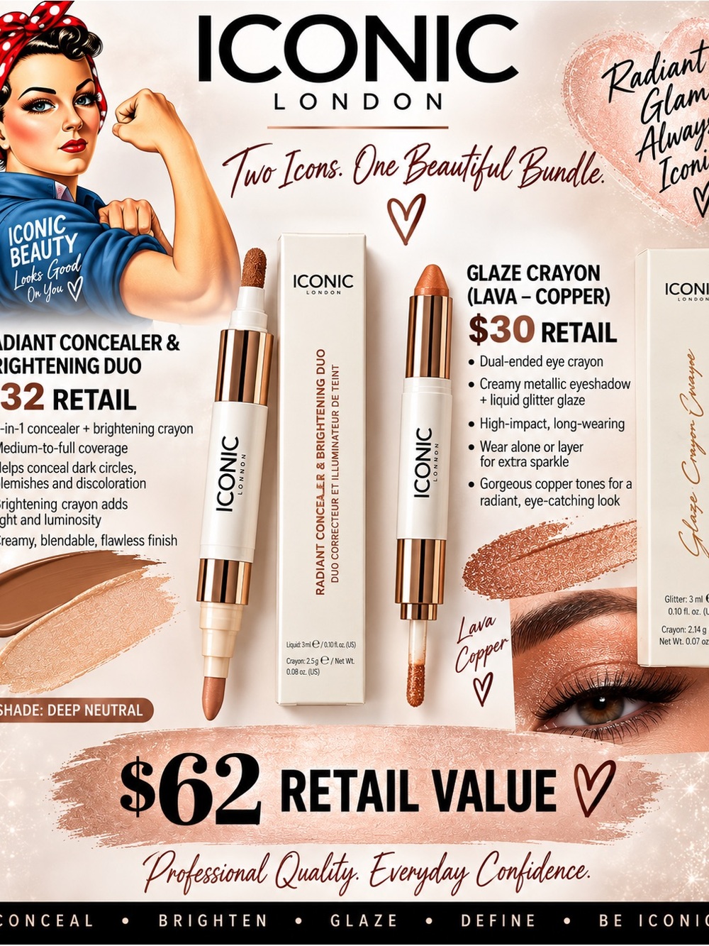 ICONIC London Radiant Concealer & Glaze Crayon Duo - Copper